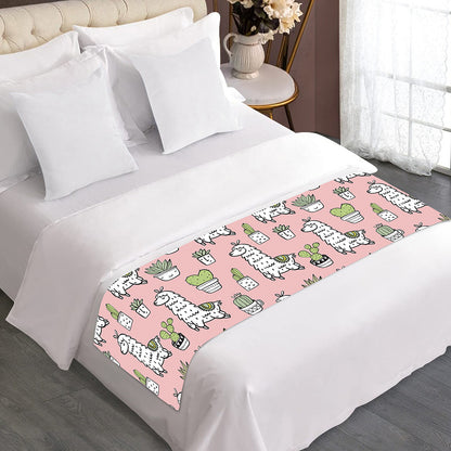 Cartoon Cactus And Llama Pattern Print Bed Runner