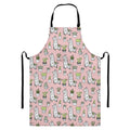 Cartoon Cactus And Llama Pattern Print Bib Apron With Pocket