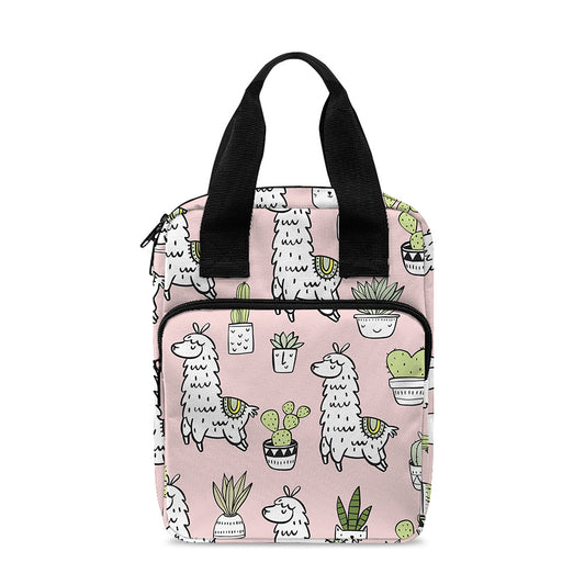 Cartoon Cactus And Llama Pattern Print Bible Tote Bag