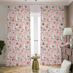 Cartoon Cactus And Llama Pattern Print Blackout Pencil Pleat Curtains