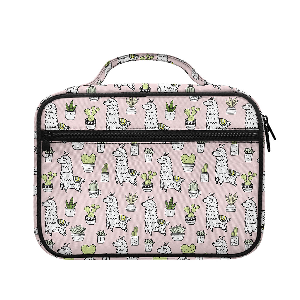 Cartoon Cactus And Llama Pattern Print Briefcase Bible Bag