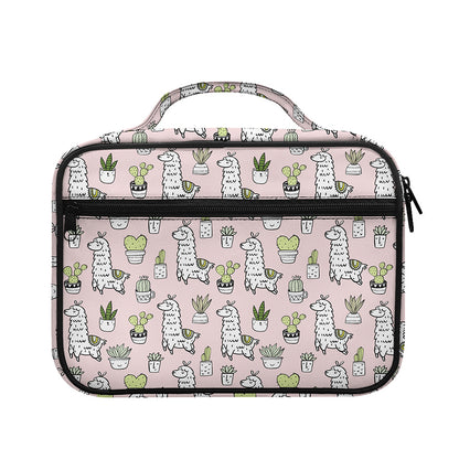 Cartoon Cactus And Llama Pattern Print Briefcase Bible Bag