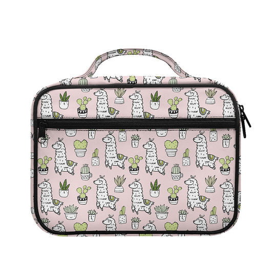 Cartoon Cactus And Llama Pattern Print Briefcase Bible Bag