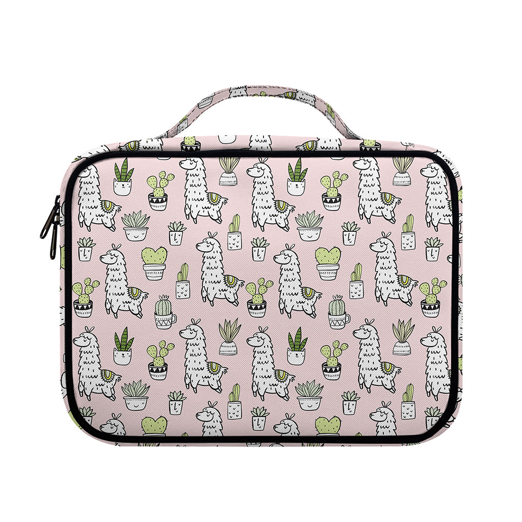 Cartoon Cactus And Llama Pattern Print Briefcase Bible Bag