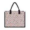Cartoon Cactus And Llama Pattern Print Canvas Tote Bag
