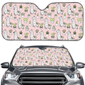 Cartoon Cactus And Llama Pattern Print Car Windshield Sun Shade
