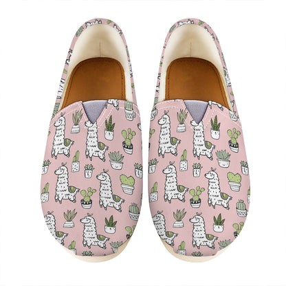 Cartoon Cactus And Llama Pattern Print Casual Shoes