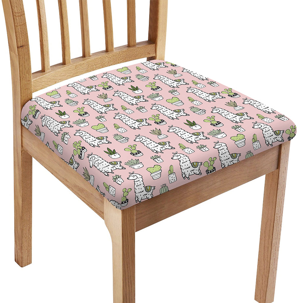 Cartoon Cactus And Llama Pattern Print Chair Cushion Cover