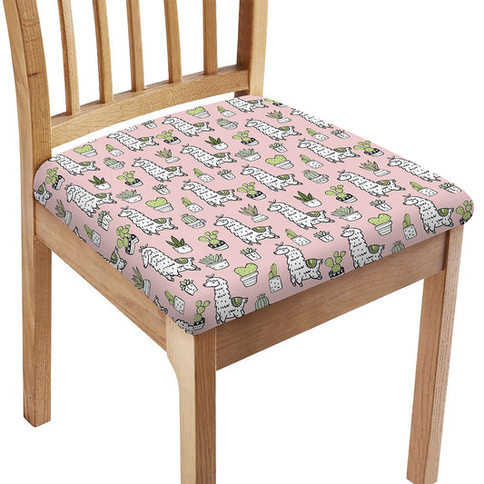 Cartoon Cactus And Llama Pattern Print Chair Cushion Cover