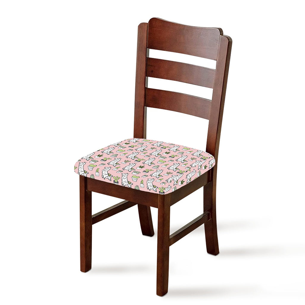 Cartoon Cactus And Llama Pattern Print Chair Cushion Cover
