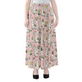 Cartoon Cactus And Llama Pattern Print Chiffon Maxi Skirt