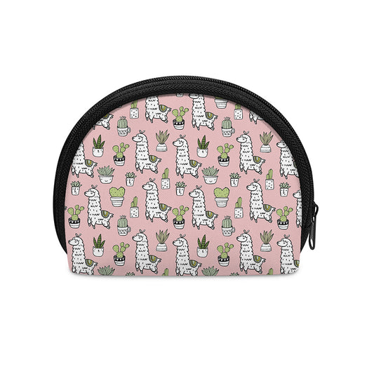 Cartoon Cactus And Llama Pattern Print Coin Purse
