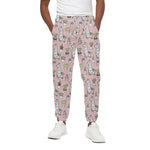 Cartoon Cactus And Llama Pattern Print Cotton Pants
