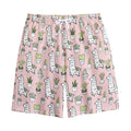 Cartoon Cactus And Llama Pattern Print Cotton Shorts