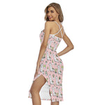 Cartoon Cactus And Llama Pattern Print Cross Back Cami Dress
