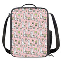 Cartoon Cactus And Llama Pattern Print Crossbody Lunch Bag