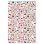 Cartoon Cactus And Llama Pattern Print Curtain