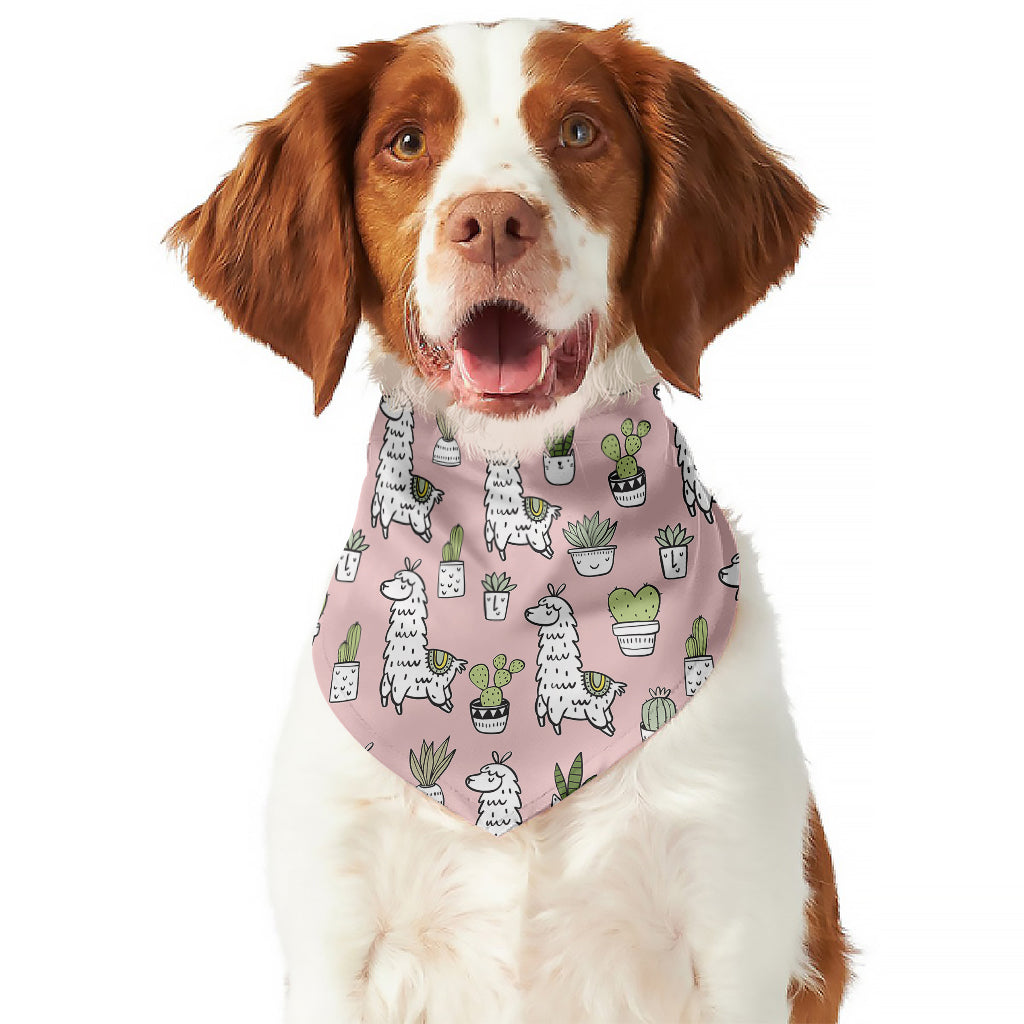 Cartoon Cactus And Llama Pattern Print Dog Bandana