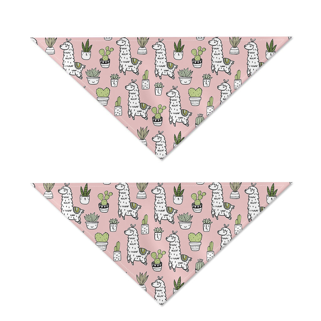 Cartoon Cactus And Llama Pattern Print Dog Bandana