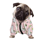 Cartoon Cactus And Llama Pattern Print Dog Zip Up Hoodie
