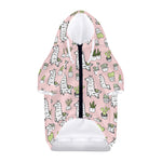 Cartoon Cactus And Llama Pattern Print Dog Zip Up Hoodie