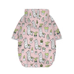 Cartoon Cactus And Llama Pattern Print Dog Zip Up Hoodie