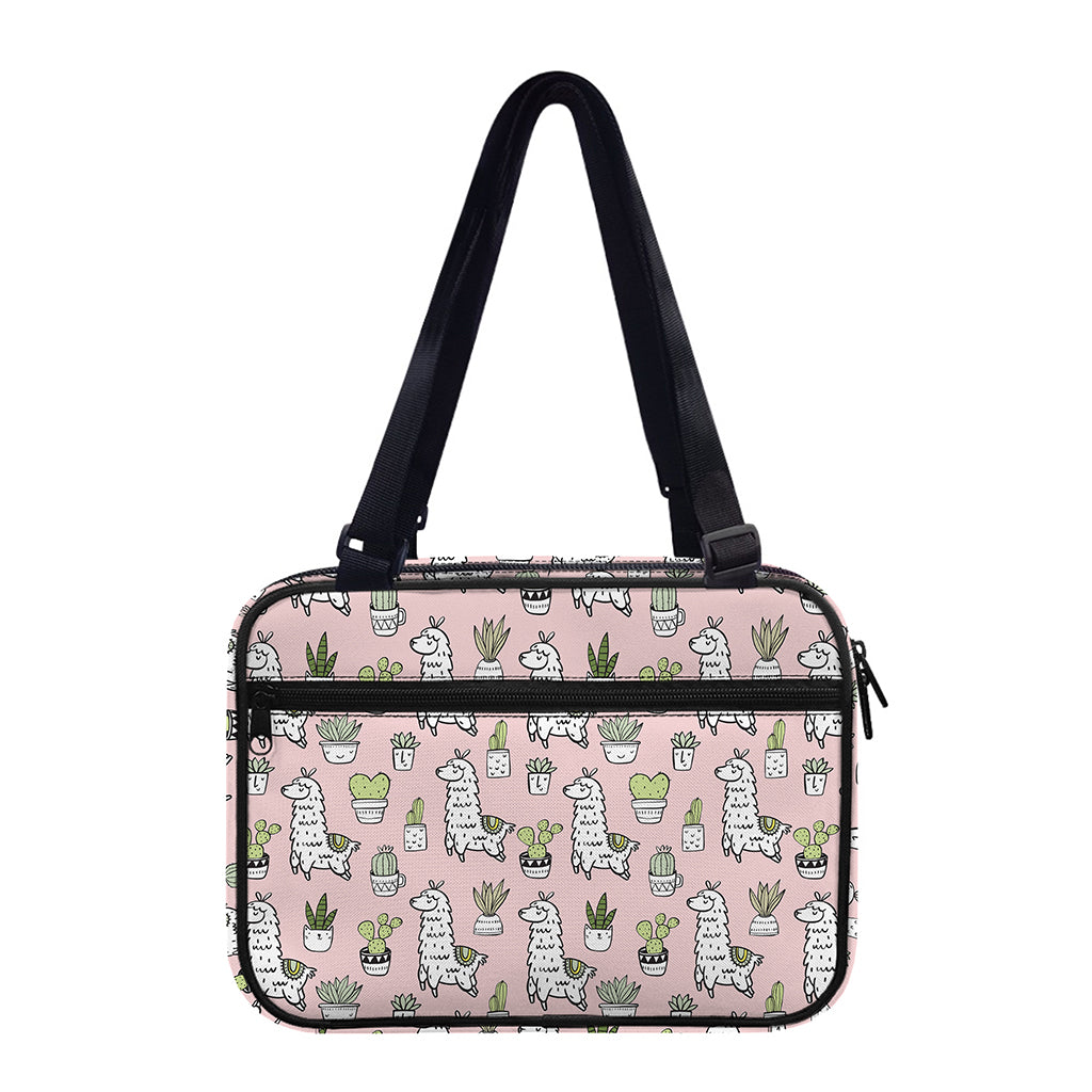 Cartoon Cactus And Llama Pattern Print Double Strap Bible Bag