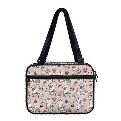 Cartoon Cactus And Llama Pattern Print Double Strap Bible Bag