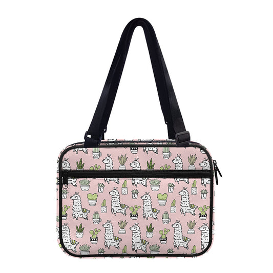 Cartoon Cactus And Llama Pattern Print Double Strap Bible Bag