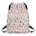 Cartoon Cactus And Llama Pattern Print Drawstring Backpack