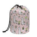 Cartoon Cactus And Llama Pattern Print Drawstring Makeup Bag