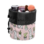 Cartoon Cactus And Llama Pattern Print Drawstring Makeup Bag