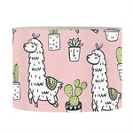 Cartoon Cactus And Llama Pattern Print Drum Lamp Shade