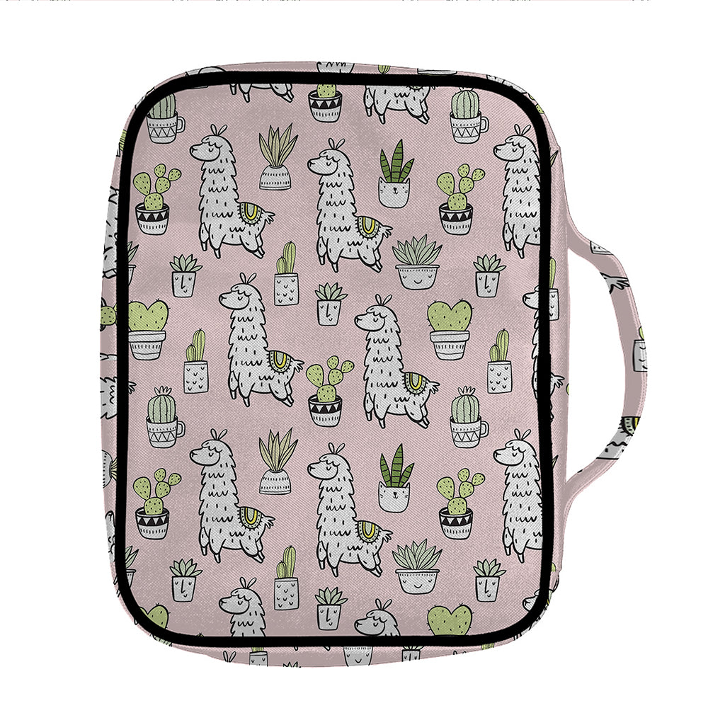 Cartoon Cactus And Llama Pattern Print Front Pocket Bible Bag