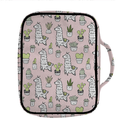 Cartoon Cactus And Llama Pattern Print Front Pocket Bible Bag