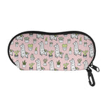 Cartoon Cactus And Llama Pattern Print Glasses Case