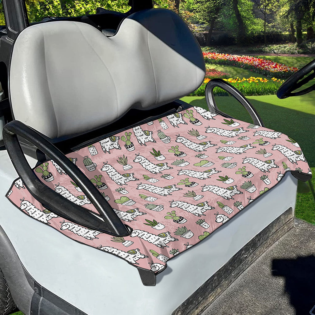 Cartoon Cactus And Llama Pattern Print Golf Cart Seat Cover