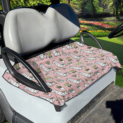 Cartoon Cactus And Llama Pattern Print Golf Cart Seat Cover