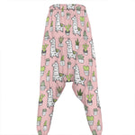 Cartoon Cactus And Llama Pattern Print Hammer Pants
