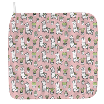 Cartoon Cactus And Llama Pattern Print Hand Towel