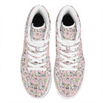 Cartoon Cactus And Llama Pattern Print High Top Leather Sneakers