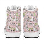 Cartoon Cactus And Llama Pattern Print High Top Leather Sneakers