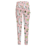 Cartoon Cactus And Llama Pattern Print High-Waisted Pocket Leggings