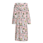 Cartoon Cactus And Llama Pattern Print Hooded Bathrobe
