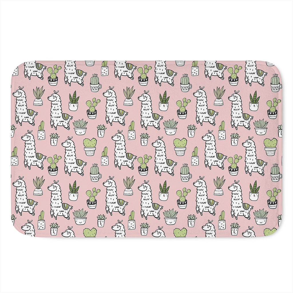 Cartoon Cactus And Llama Pattern Print Indoor Door Mat