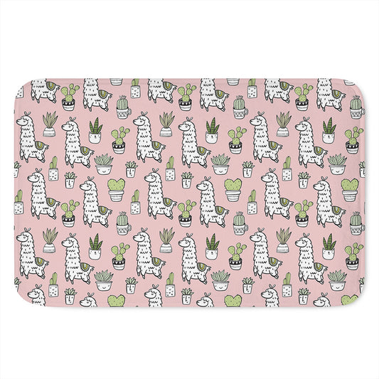 Cartoon Cactus And Llama Pattern Print Indoor Door Mat