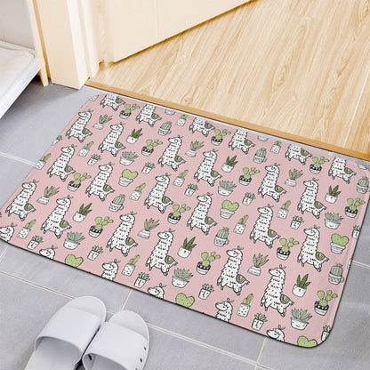 Cartoon Cactus And Llama Pattern Print Indoor Door Mat