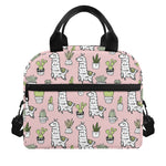 Cartoon Cactus And Llama Pattern Print Insulated Lunch Bag