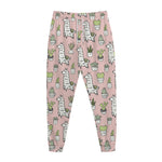 Cartoon Cactus And Llama Pattern Print Jogger Pants