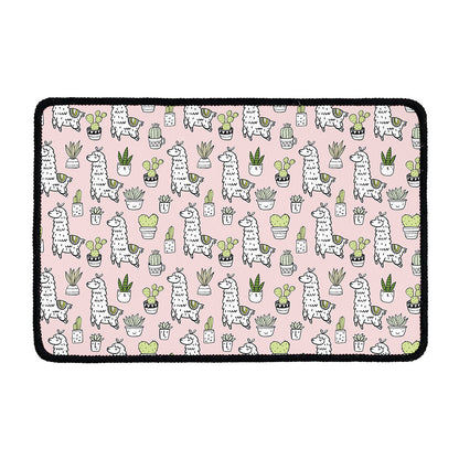 Cartoon Cactus And Llama Pattern Print Kitchen Mat